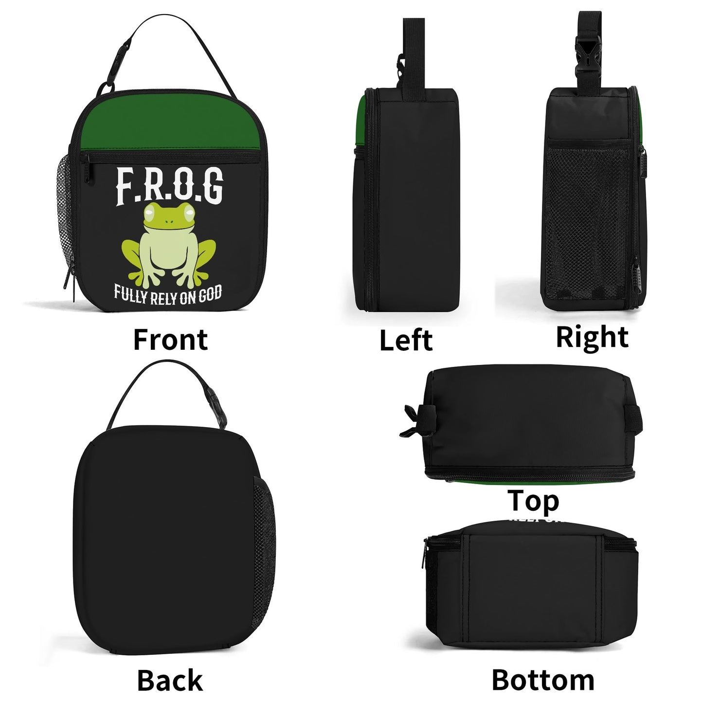 FROG Fully Rely On HIm Christian Insulated Meal Lunch Bag Food Container School Lunch Box - ClaimedbyGodDesigns