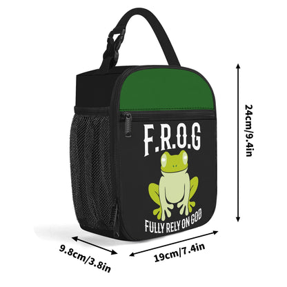 FROG Fully Rely On HIm Christian Insulated Meal Lunch Bag Food Container School Lunch Box - ClaimedbyGodDesigns
