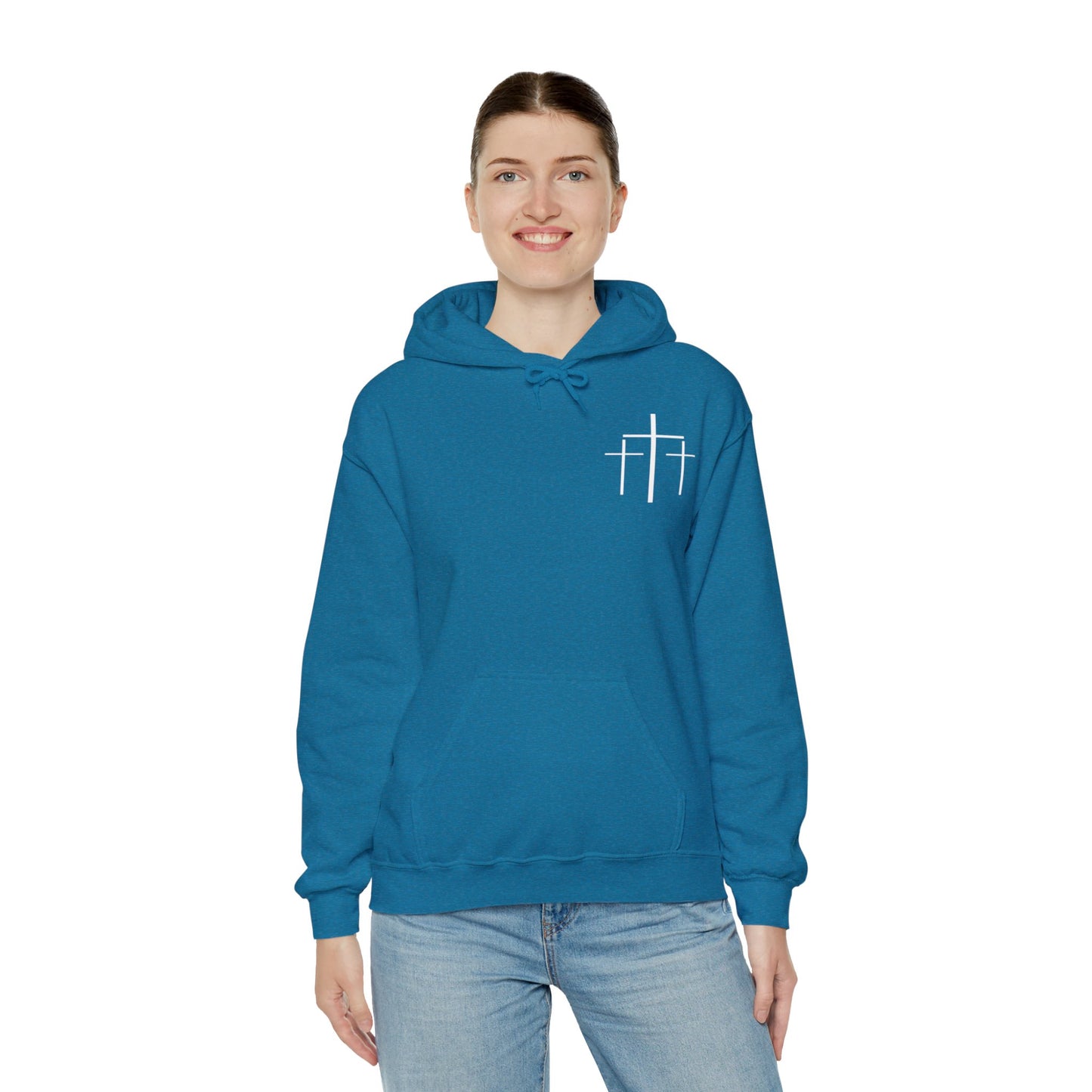 Faith Over Fear 3 Crosses  Unisex Christian Hooded Pullover Sweatshirt