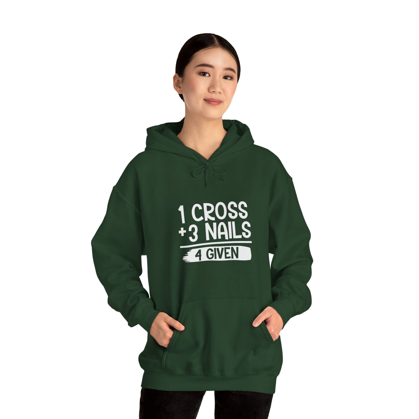 1 Cross Plus 3 Nails 4 Given  Unisex Christian Hooded Pullover Sweatshirt