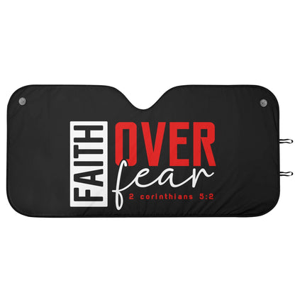 Faith Over Fear Car Sunshade Christian Car Accessories - ClaimedbyGodDesigns