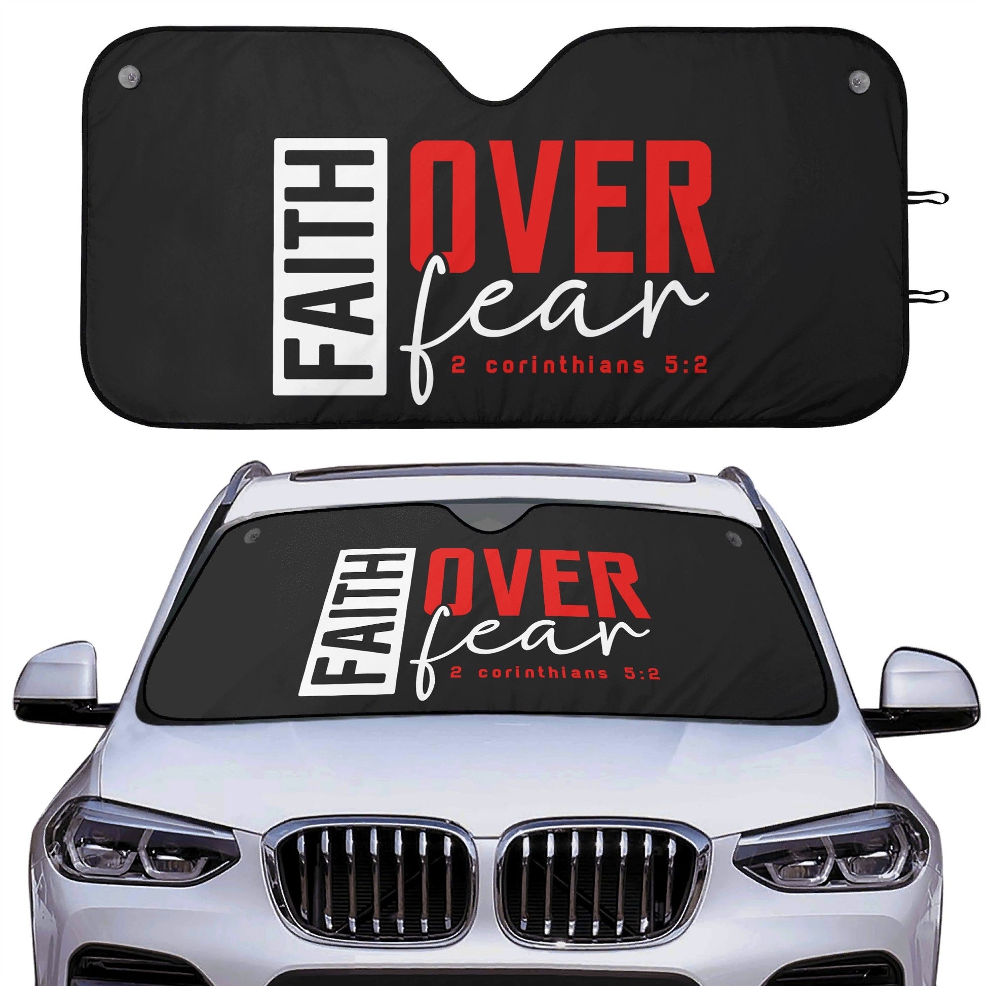Faith Over Fear Car Sunshade Christian Car Accessories - ClaimedbyGodDesigns