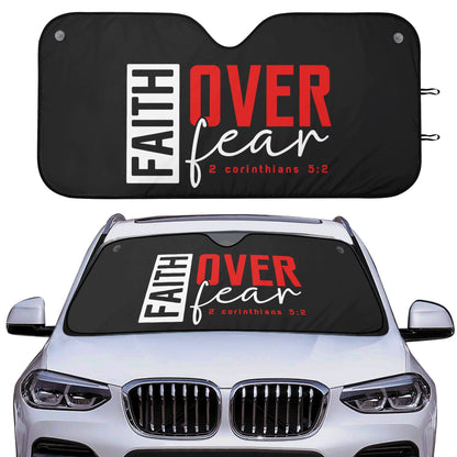 Faith Over Fear Car Sunshade Christian Car Accessories - ClaimedbyGodDesigns