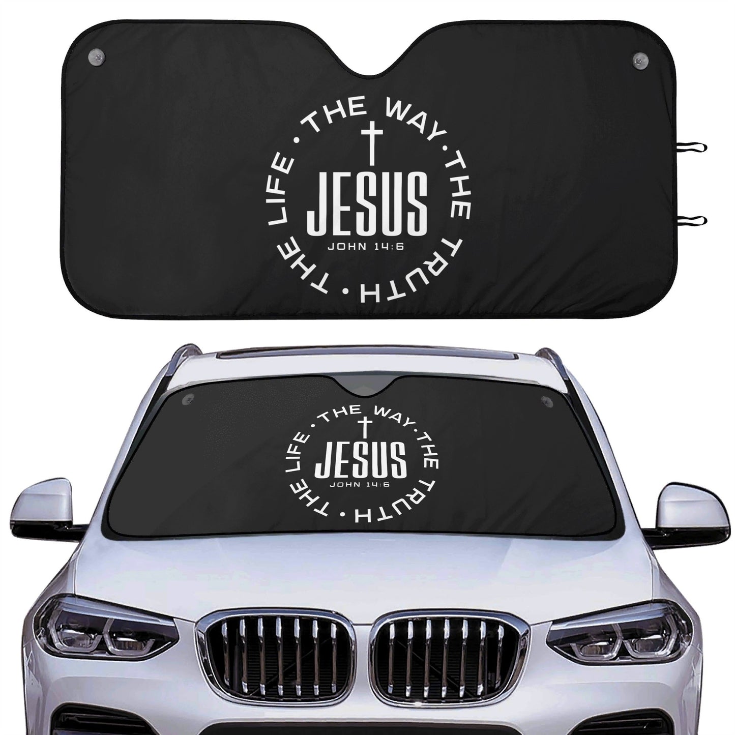 The Way The Truth The Life Car Sunshade Christian Car Accessories - ClaimedbyGodDesigns