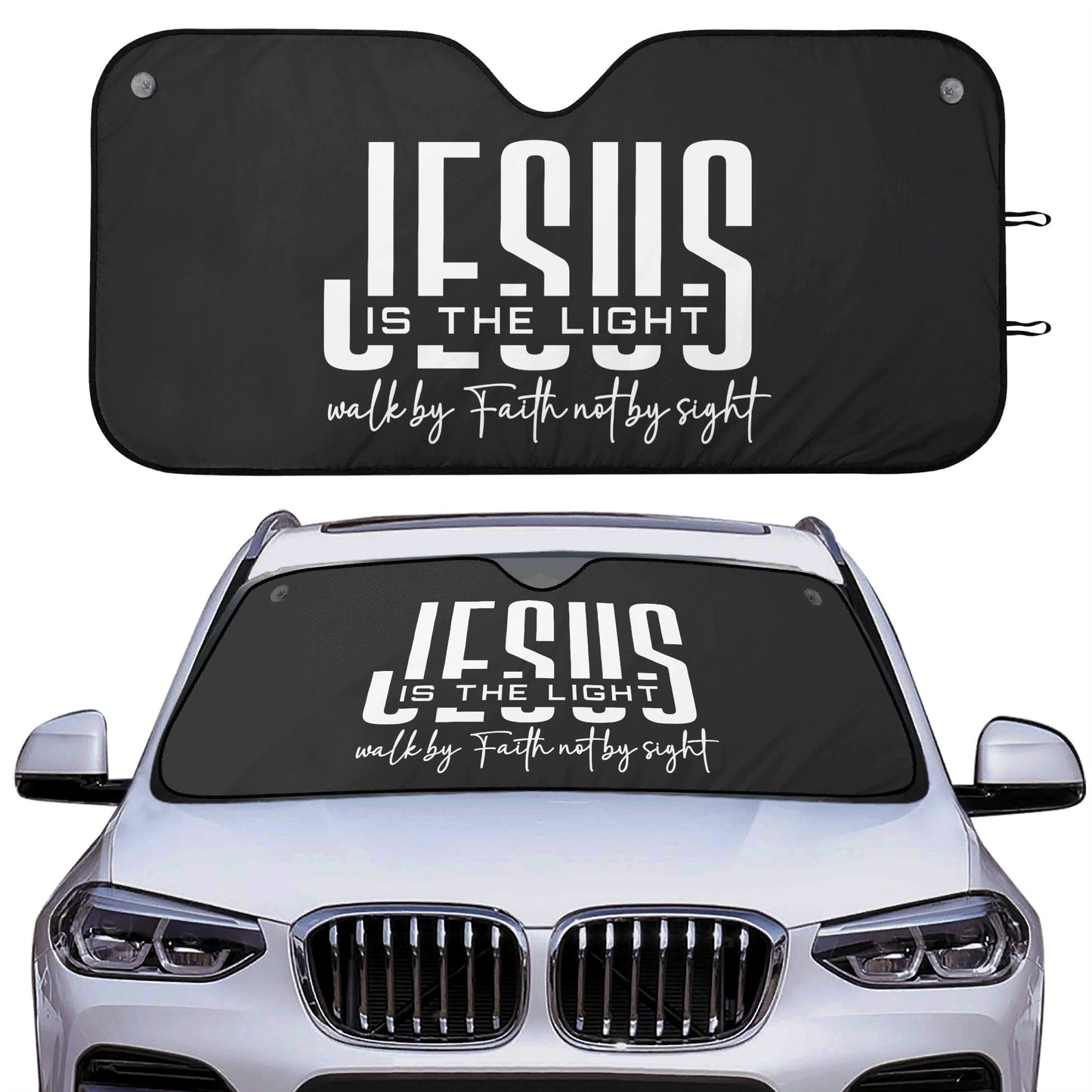 He Is The Light Car Sunshade Christian Car Accessories - ClaimedbyGodDesigns