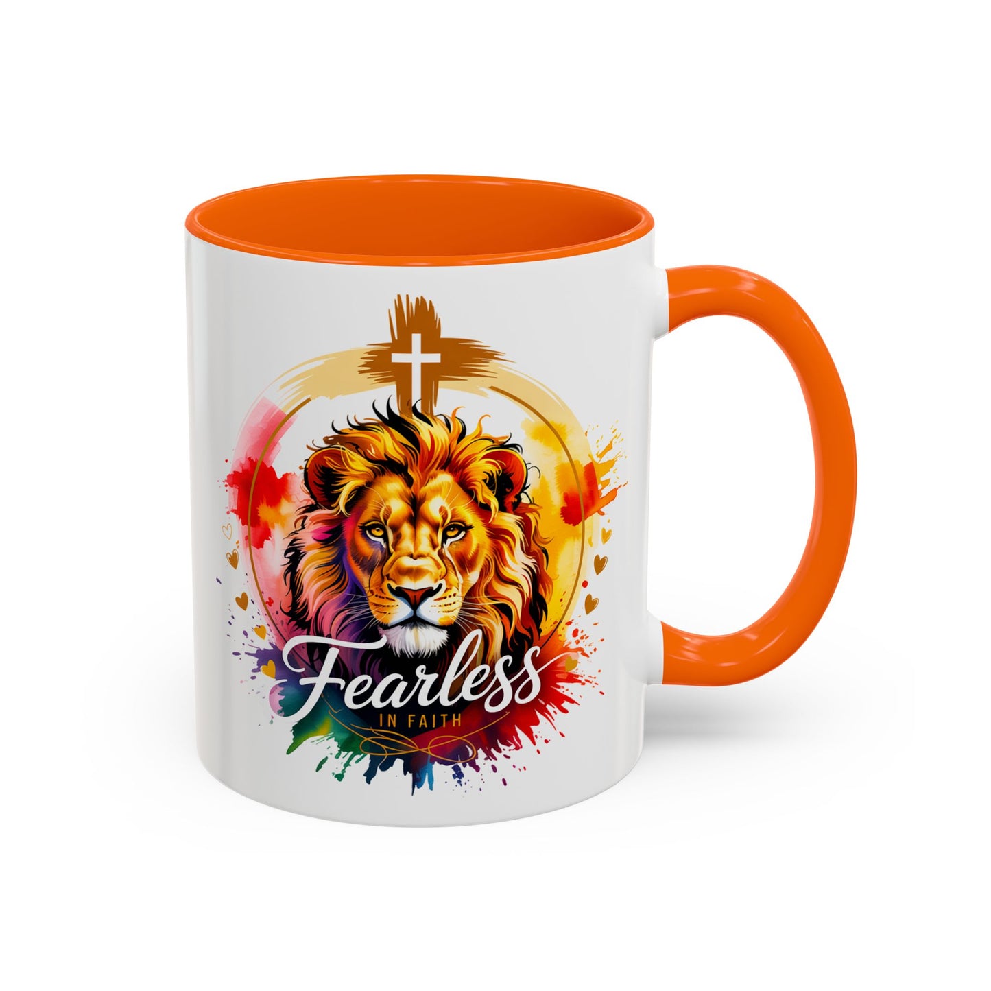 Fearless in Faith Lion Coffee Accent Mug - 11oz & 15oz Inspirational Drinkware