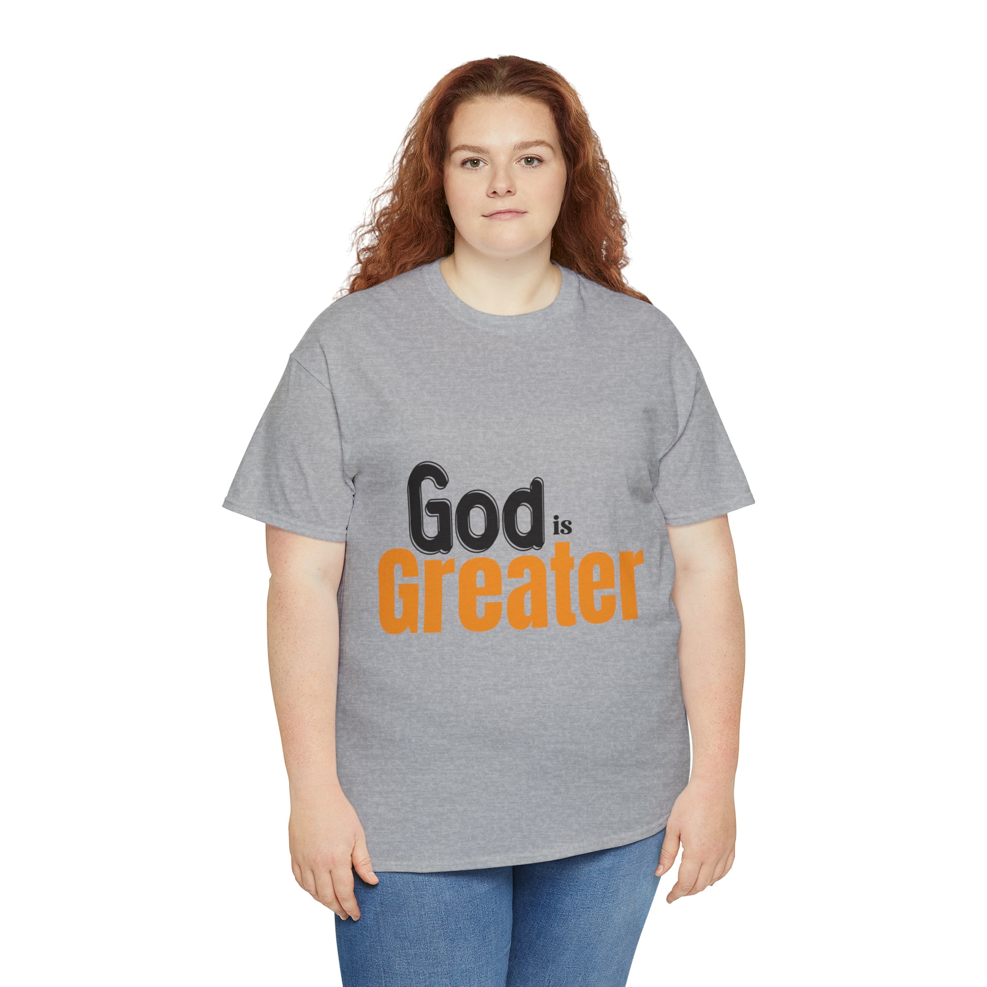 God Is Greater Unisex Heavy Cotton Tee Printify