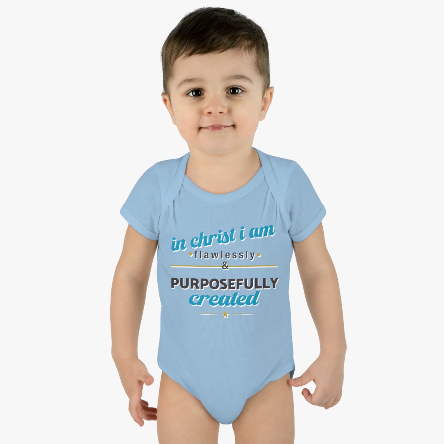 In Christ I Am Flawlessly And Purposefully Created Christian Baby Onesie Printify