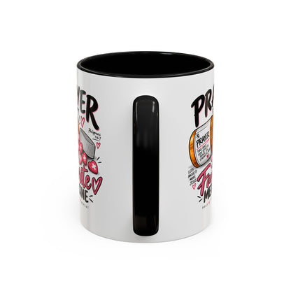 Prayer Is My Favorite Medicine Accent Coffee Mug – Inspirational Religious Gift