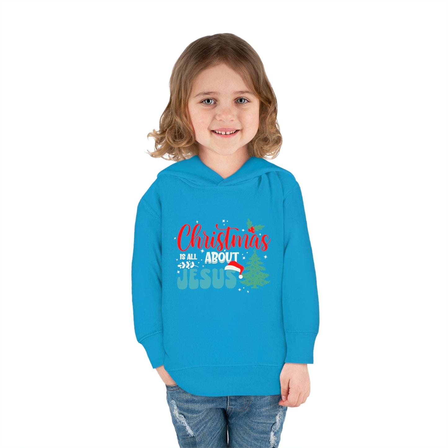 Christmas Is All About Jesus (Christmas Themed) Christian Toddler Pullover Fleece Hooded Sweatshirt