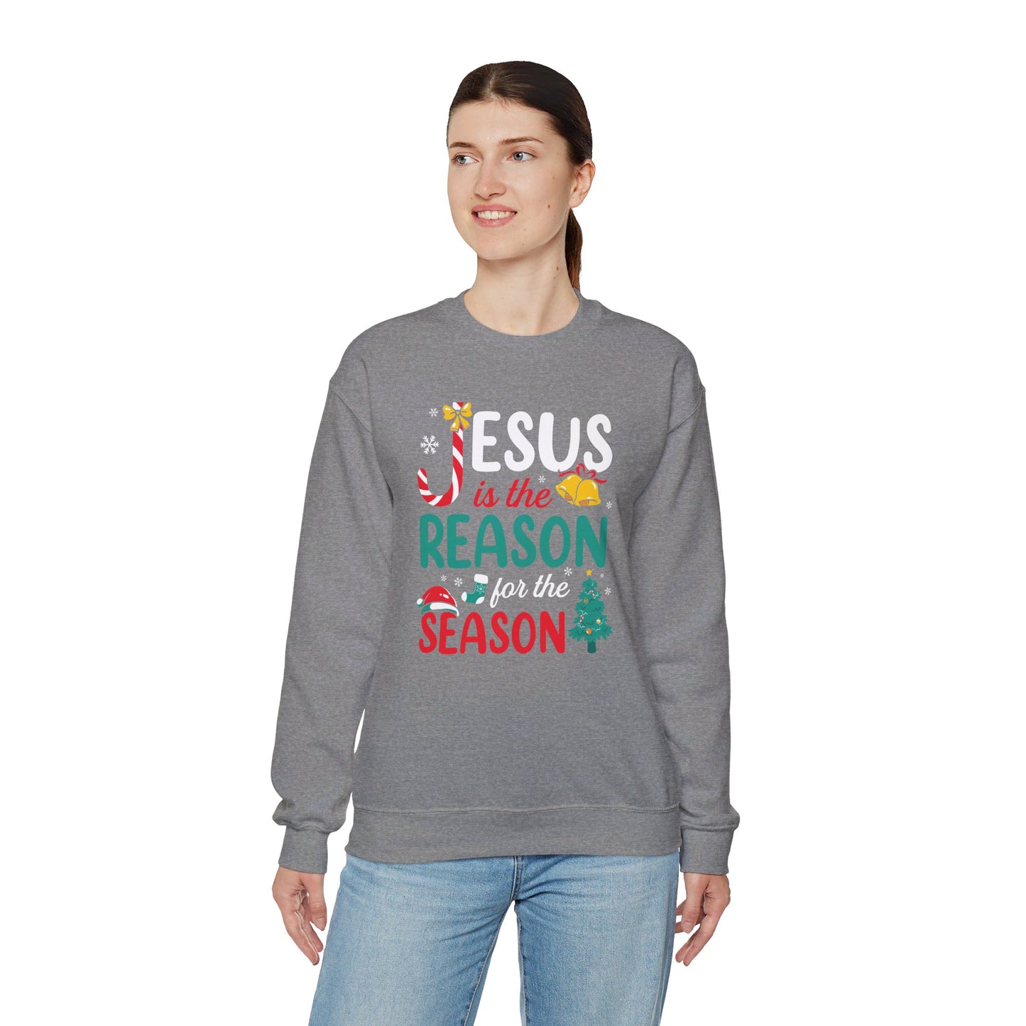 Jesus Is The Reason For The Season Christmas Unisex Heavy Blend™ Crewneck Christian Sweatshirt