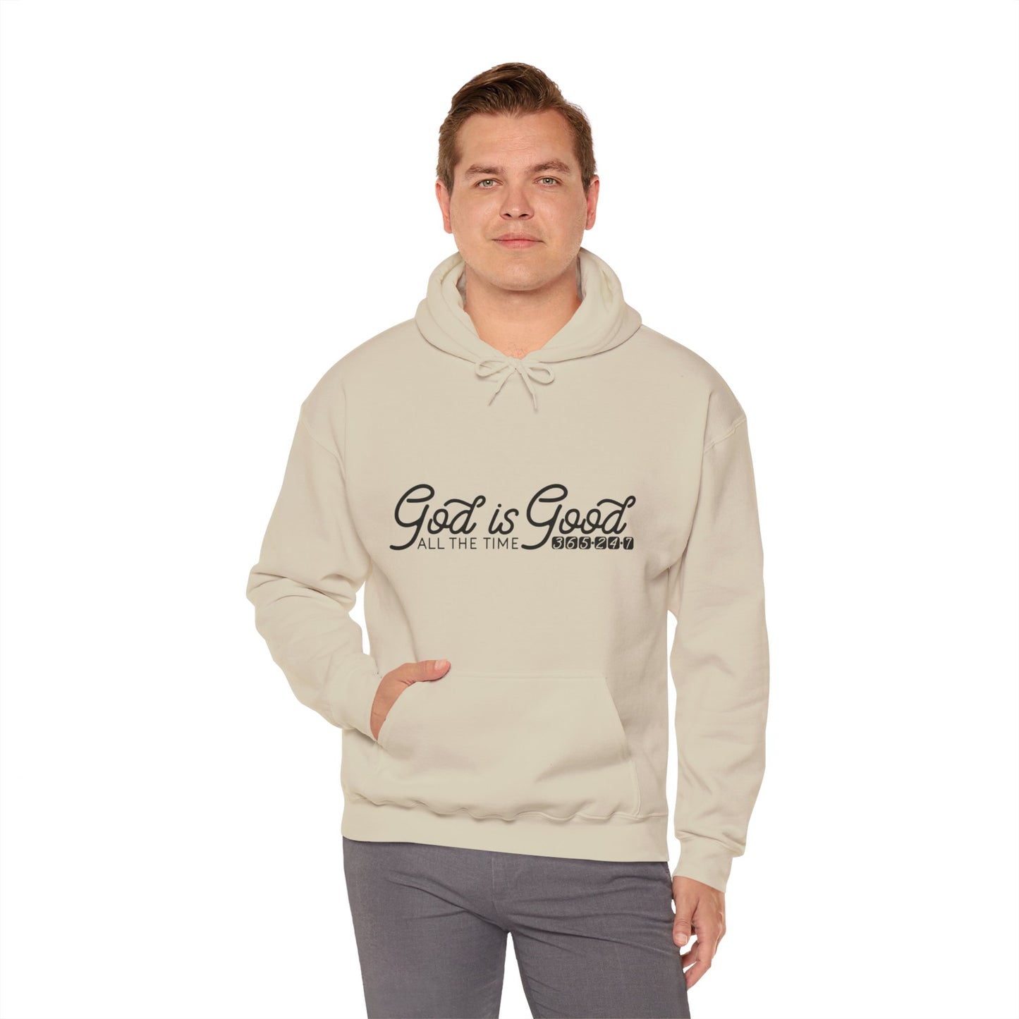 God Is Good All The Time 365 24 7 Unisex Christian Hooded Pullover Sweatshirt