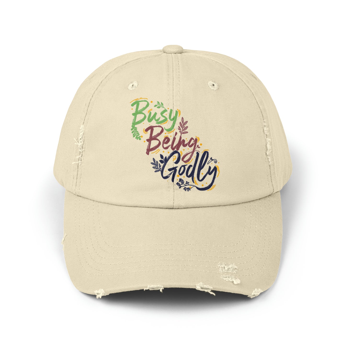 Busy Being Godly Unisex Christian Distressed Hat Printify