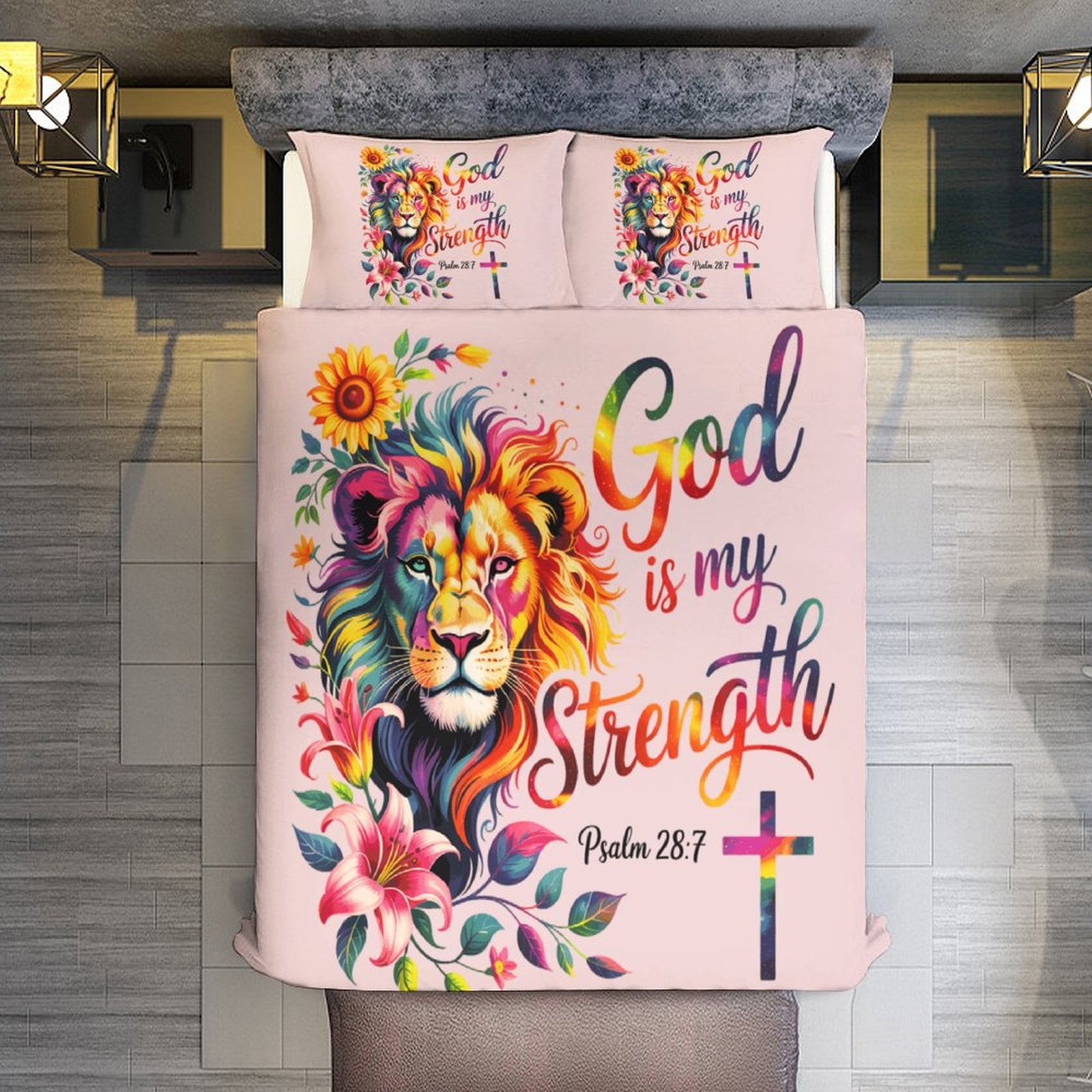 He Is My Strength 3 - PieceChristian Comforter Bedding Set - King - ClaimedbyGodDesigns