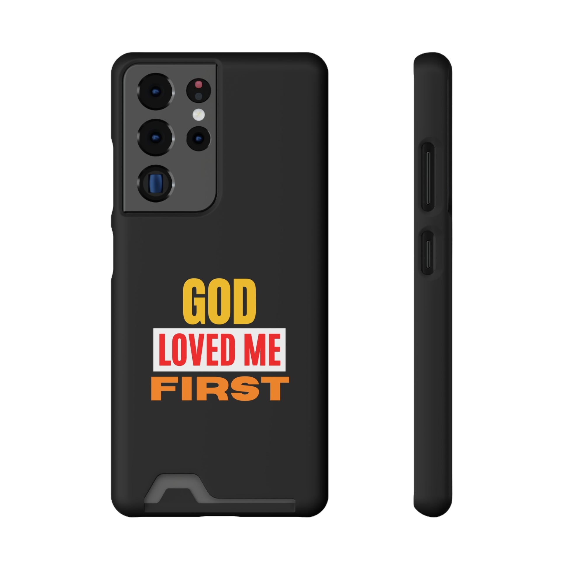 God Love Me First Christian Phone Case With Card Holder Printify