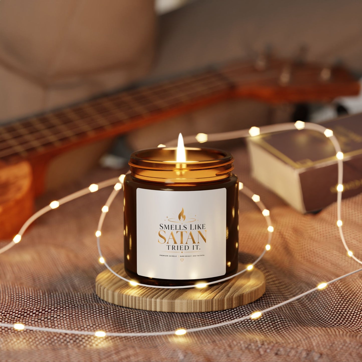 Smells Like Satan Tried It Soy Candle — Amber Jar Scented Candle (Multi-Size)