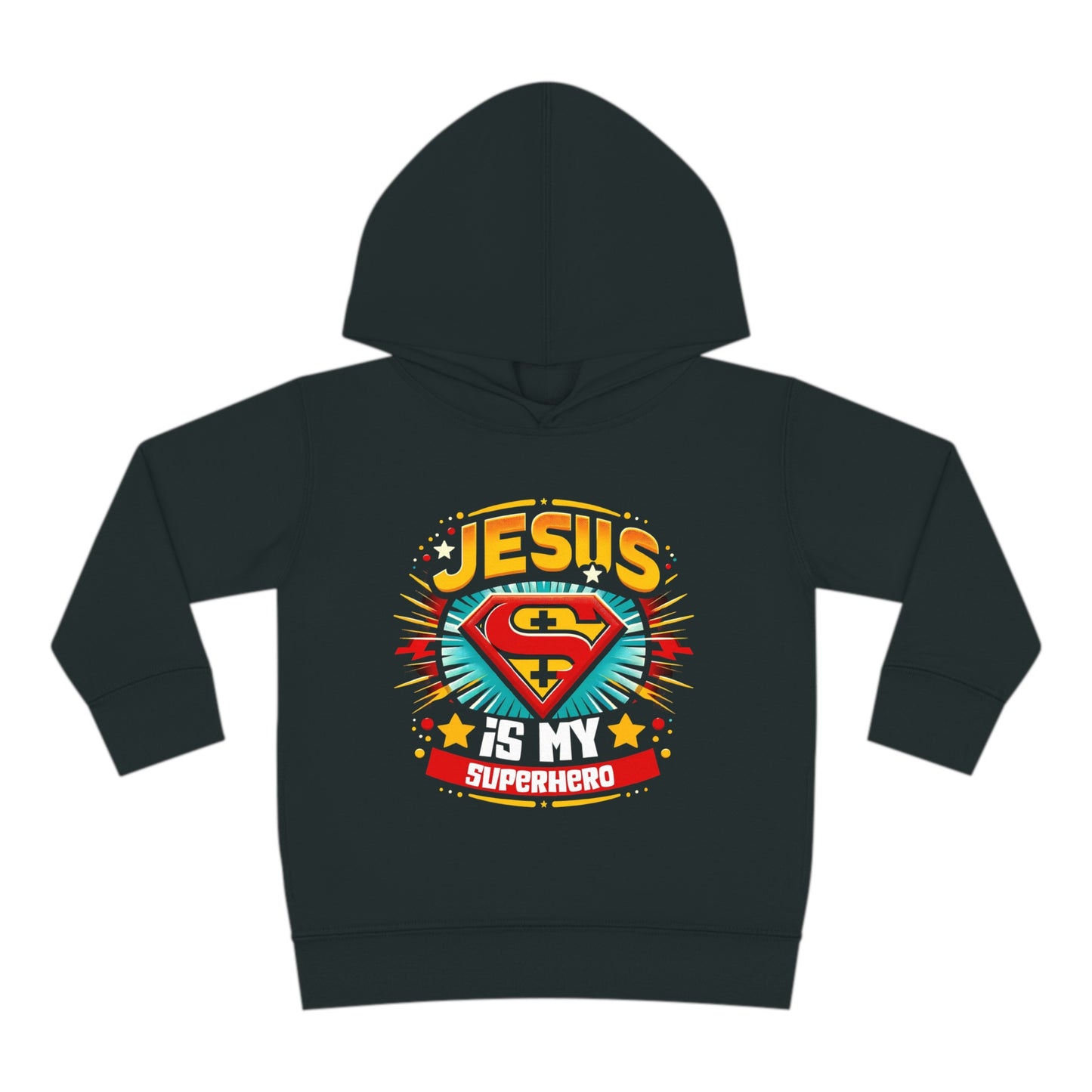 Jesus Is My Superhero Christian Toddler Pullover Fleece Hooded Sweatshirt