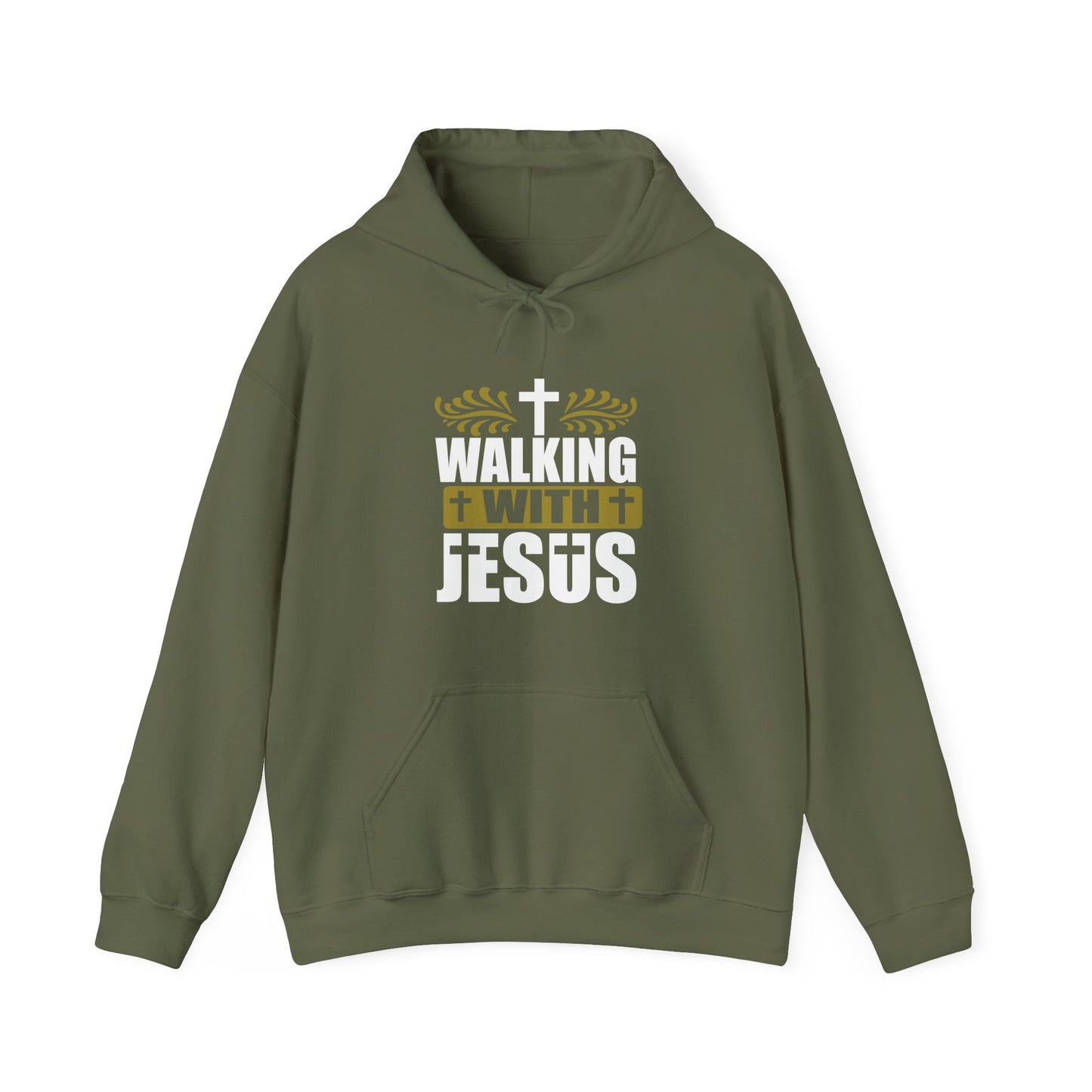 Walking With Jesus Unisex Christian Pullover Hooded Sweatshirt