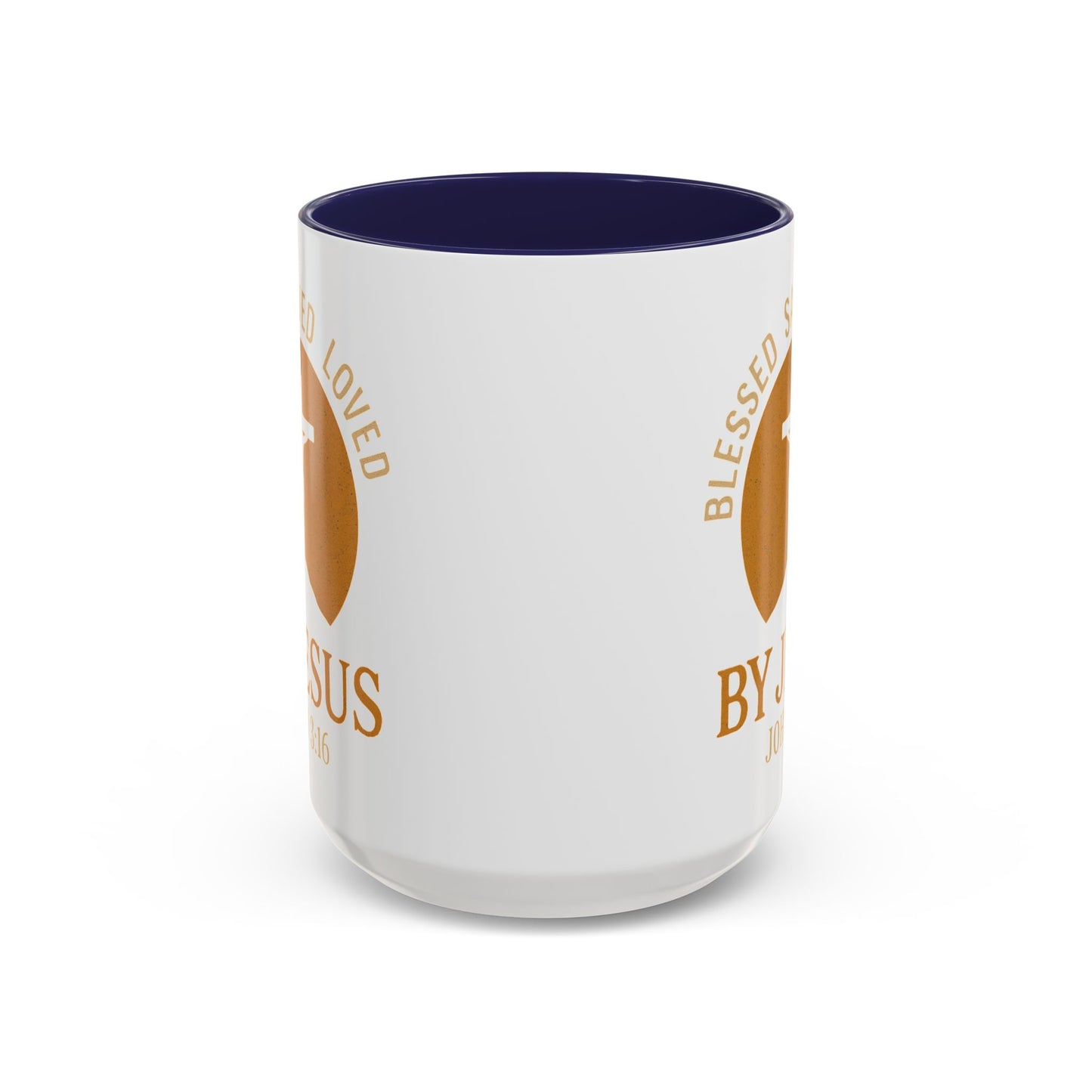 Inspirational Accent Coffee Mug - Blessed, Saved, Loved by Him | John 3:16