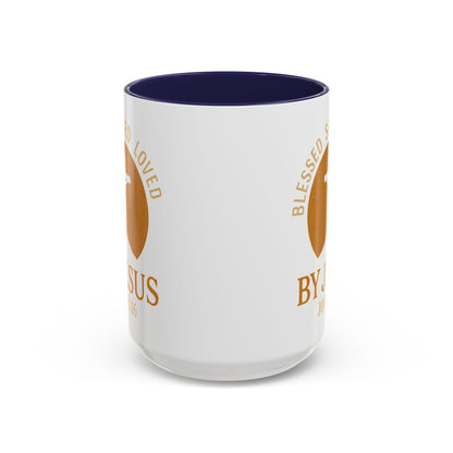 Inspirational Accent Coffee Mug - Blessed, Saved, Loved by Him | John 3:16