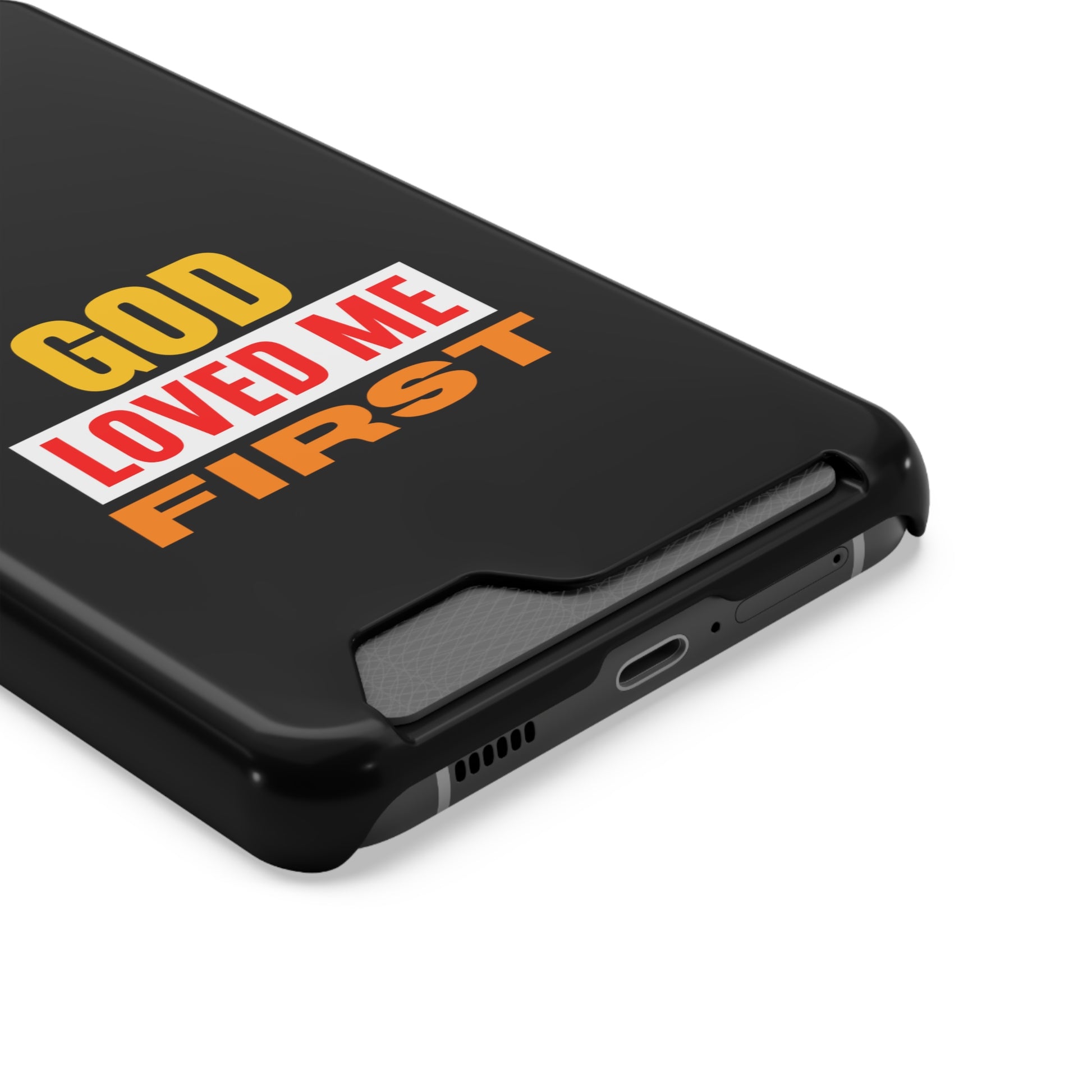 God Love Me First Christian Phone Case With Card Holder Printify