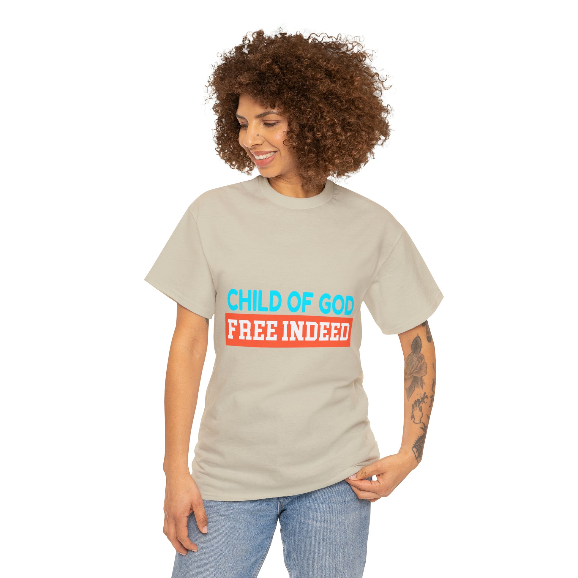 Child Of God Free Indeed Unisex Heavy Cotton Tee Printify