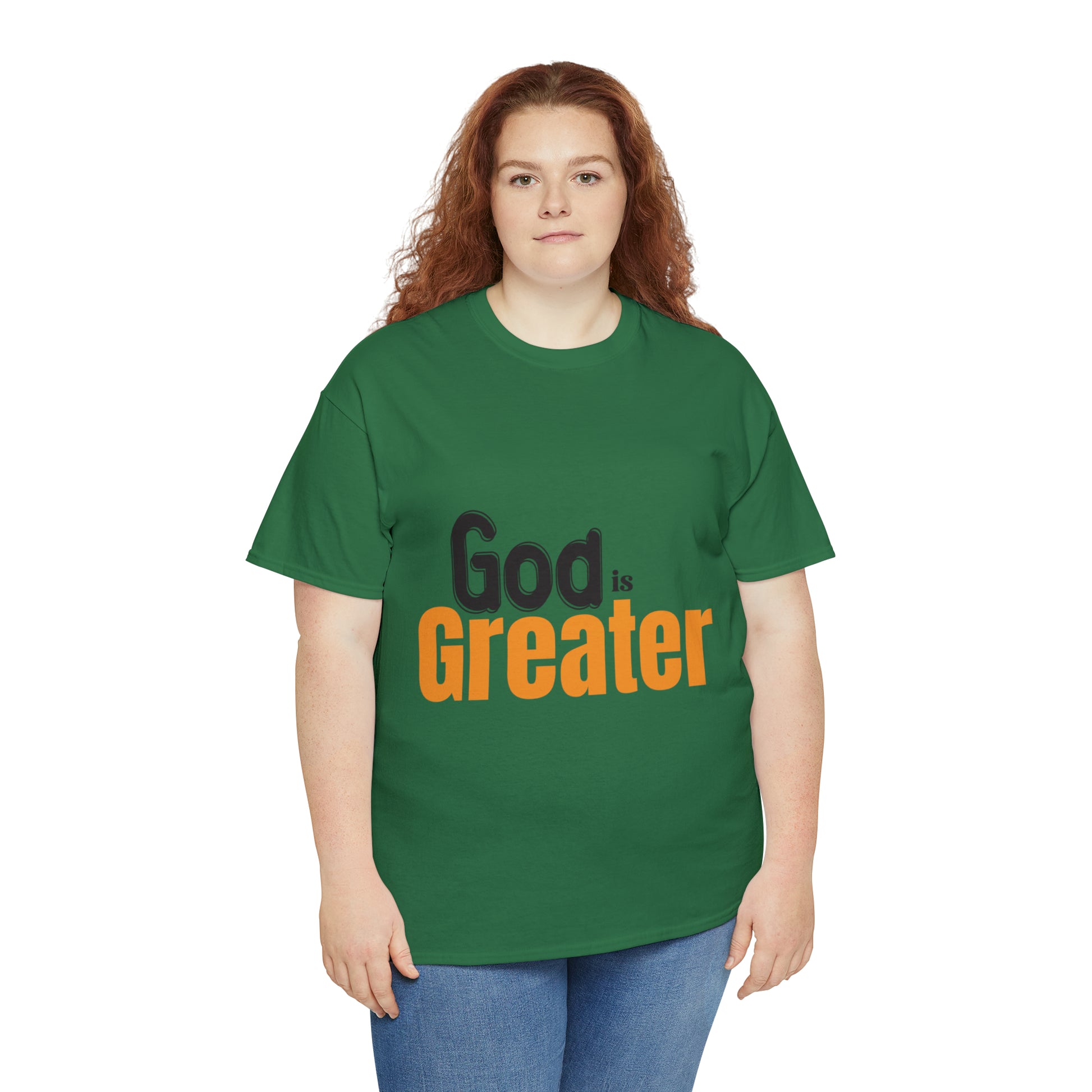 God Is Greater Unisex Heavy Cotton Tee Printify