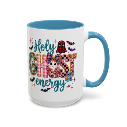 Accent Christian Coffee Mug — "Holy Ghost Energy" Halloween Cute Spooky Ceramic Mug (11/15oz)