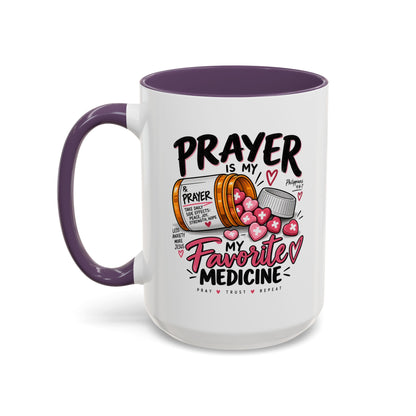 Prayer Is My Favorite Medicine Accent Coffee Mug – Inspirational Religious Gift