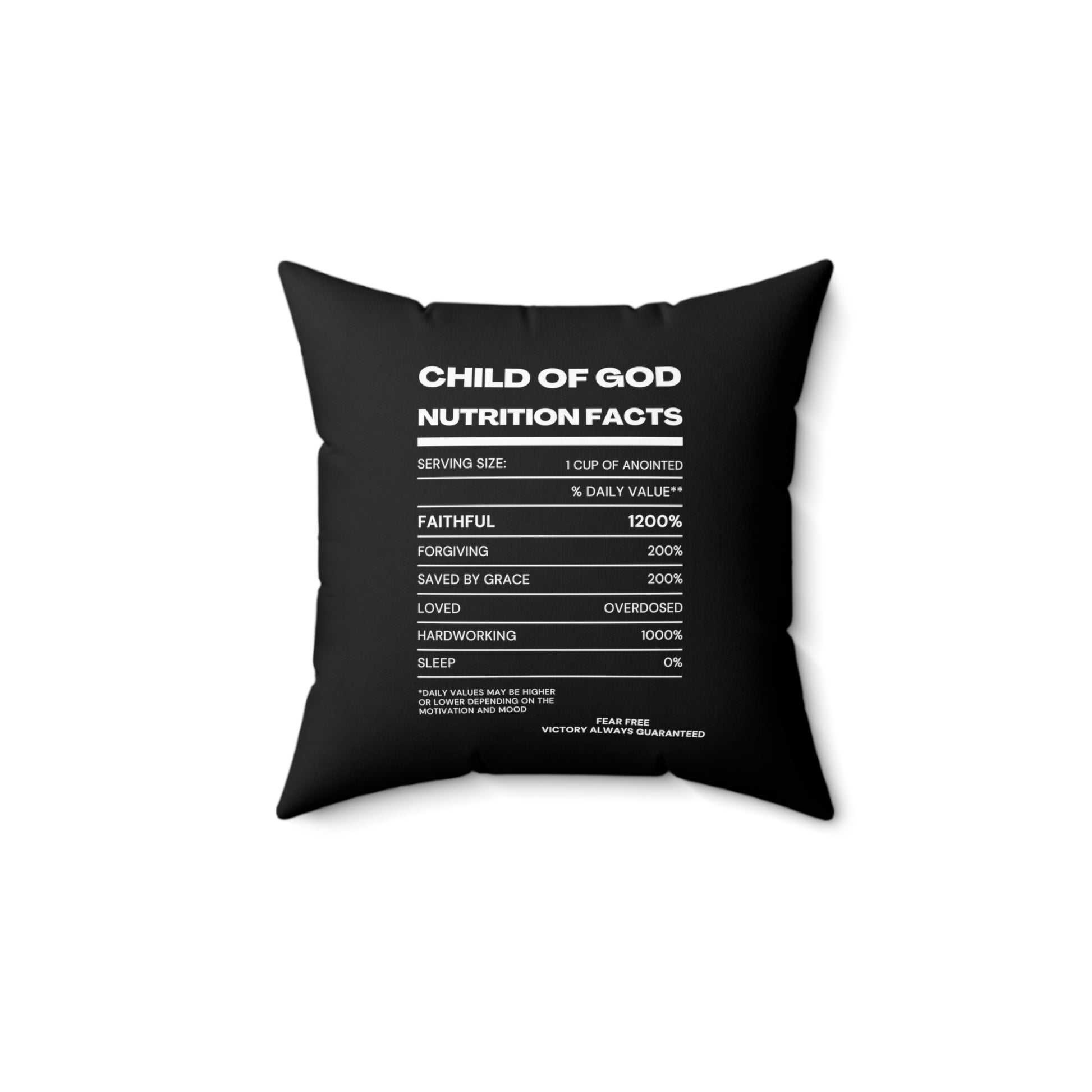Child Of God Nutrition Facts Christian Pillow Printify