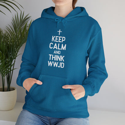 Keep Calm And Think What Would He Do (wwjd)Unisex Christian Hooded Pullover Sweatshirt