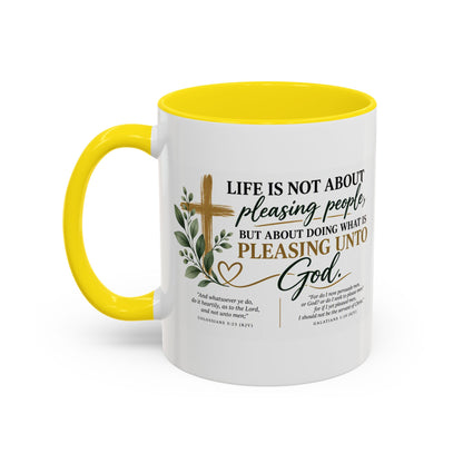 Christian Coffee Mug – "Pleasing Unto God" Inspirational Accent Mug (11/15oz)