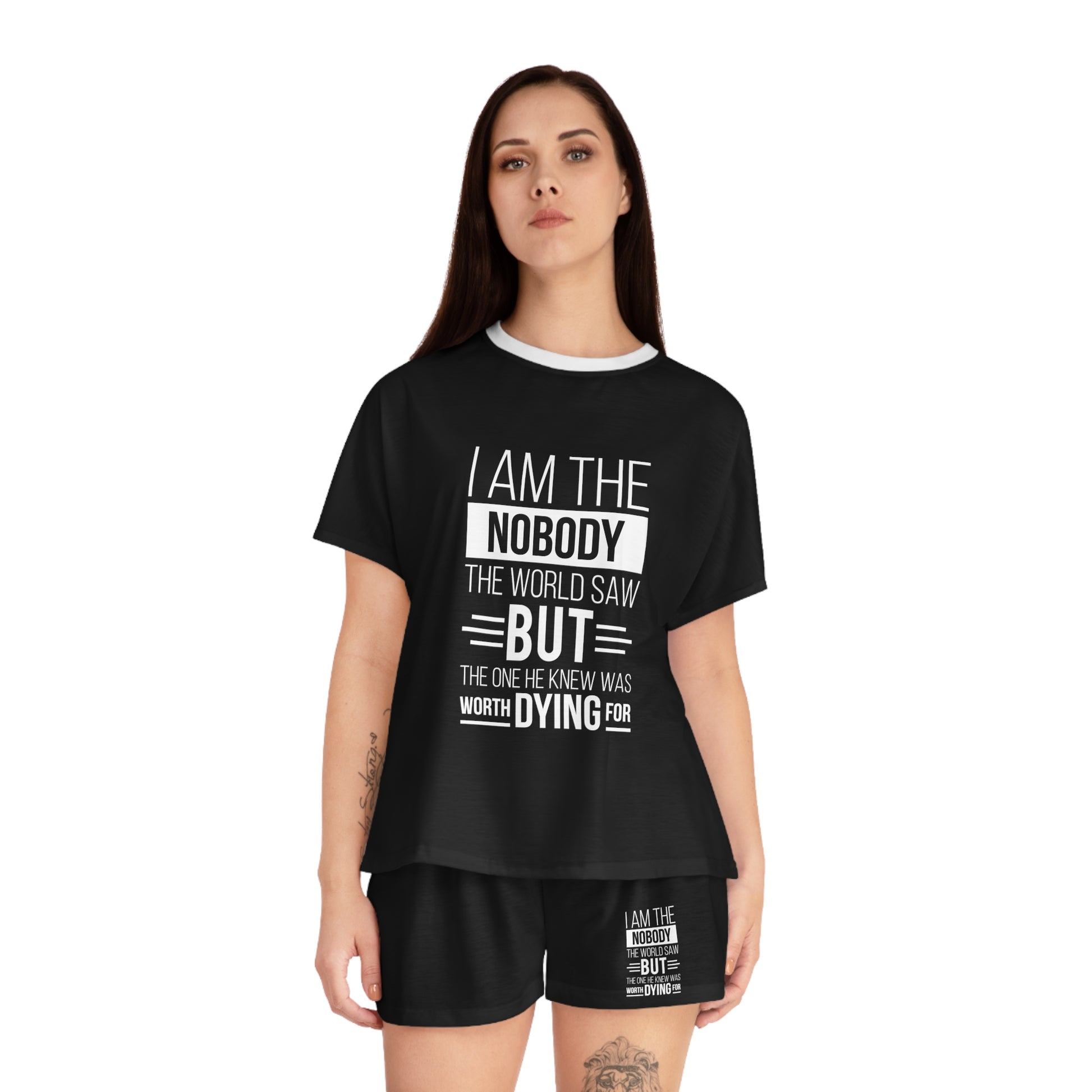 I Am The Nobody The World Saw But The One He Knew Was Worth Dying For Women's Christian Short Pajama Set Printify