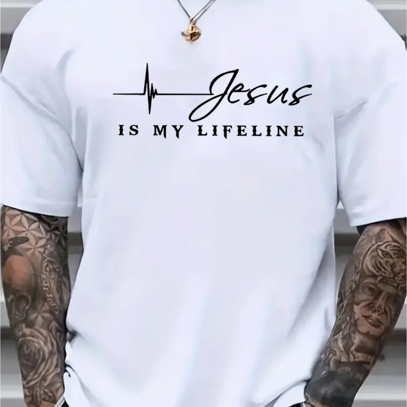 Jesus Is My Lifeline Plus Size Men's Christian T-shirt claimedbygoddesigns