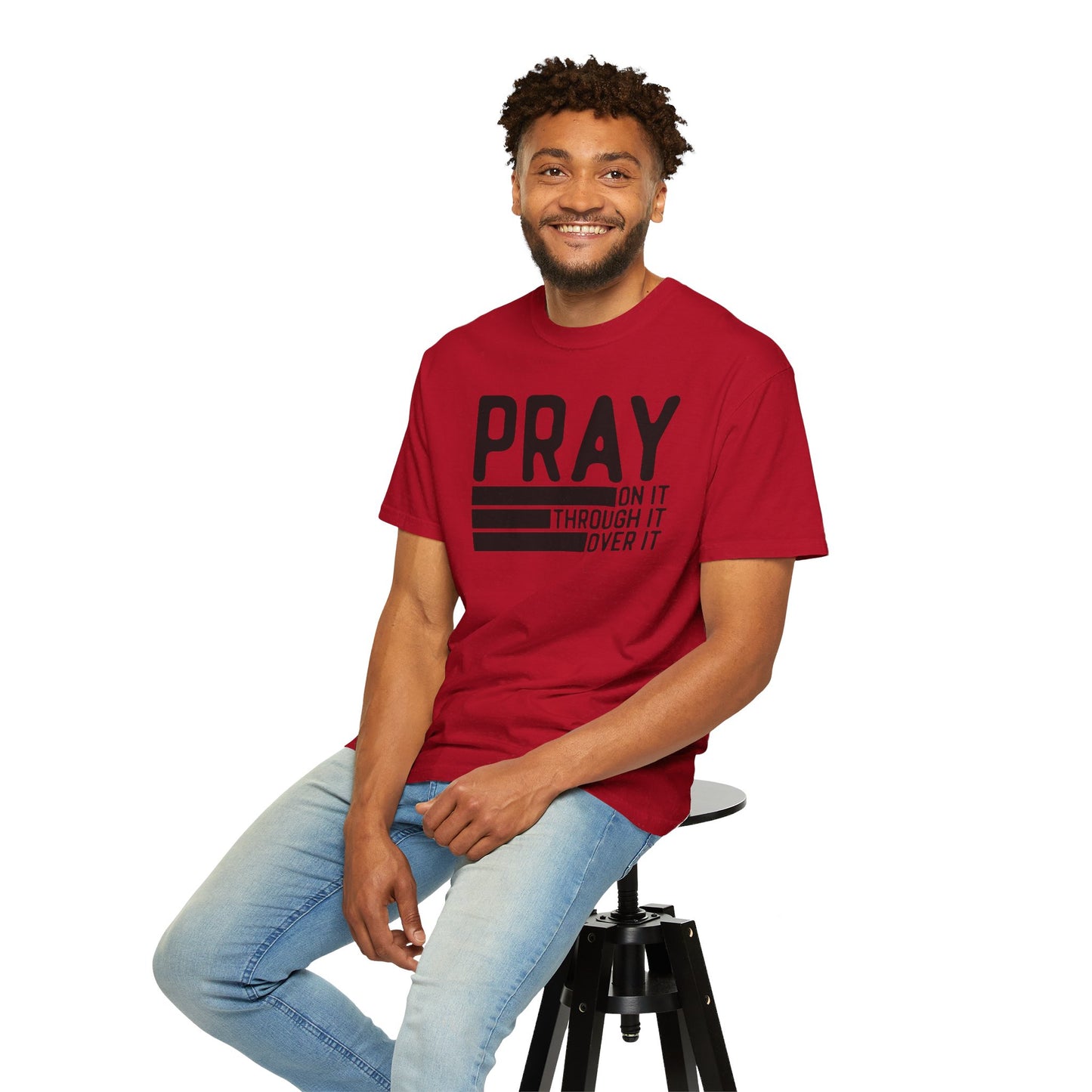 Pray On It Through It Over It Because Adulting Is Hard Without Jesus Unisex Christian T-shirt