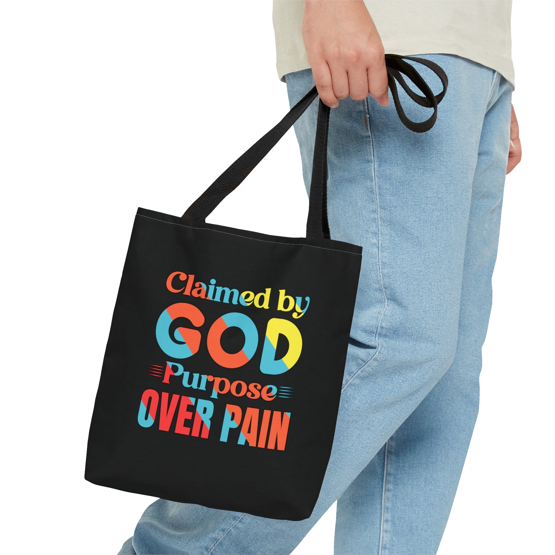 Claimed By God Purpose Over Pain Christian Tote Bag Printify