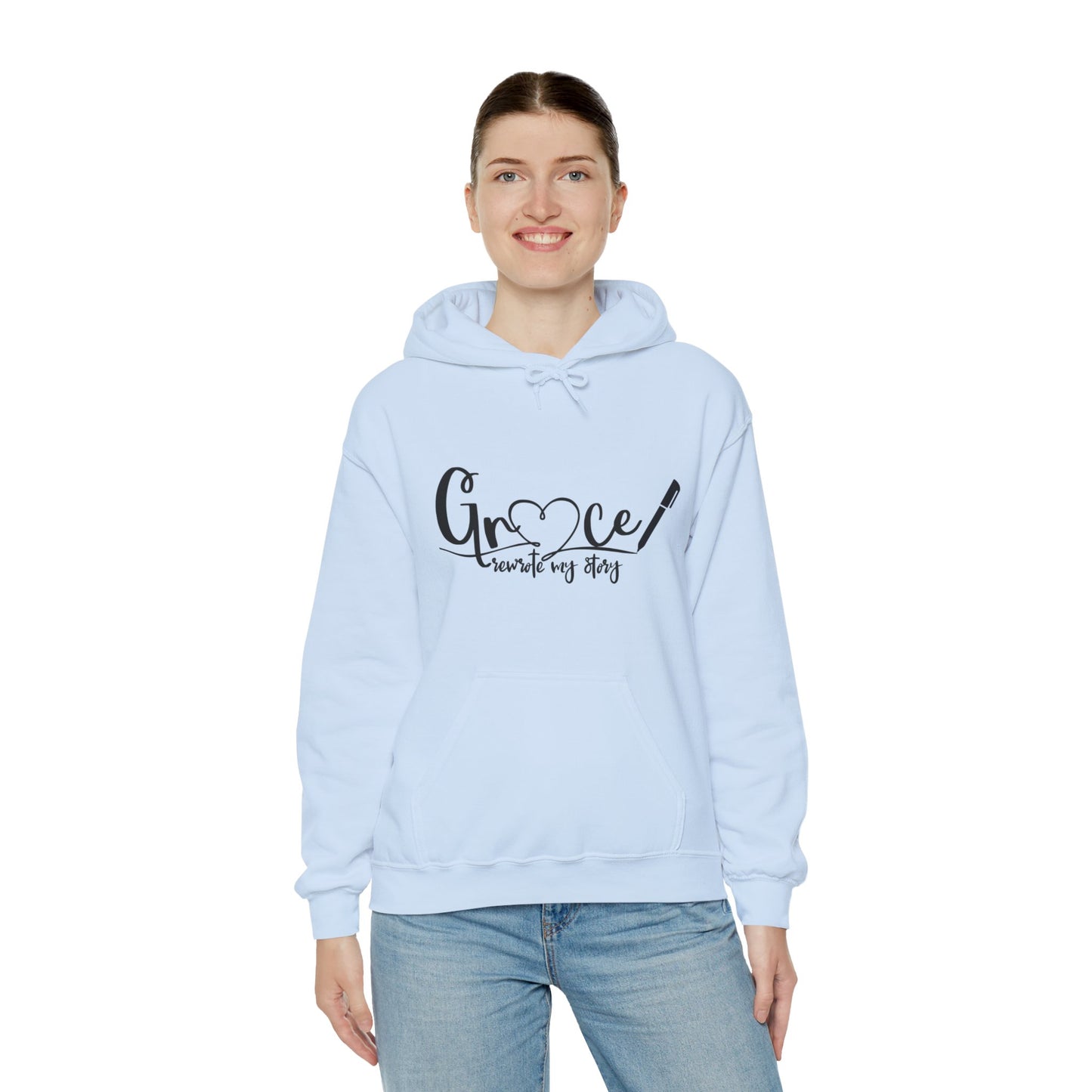 Grace Rewrote My Story Unisex Christian Pullover Hooded Sweatshirt