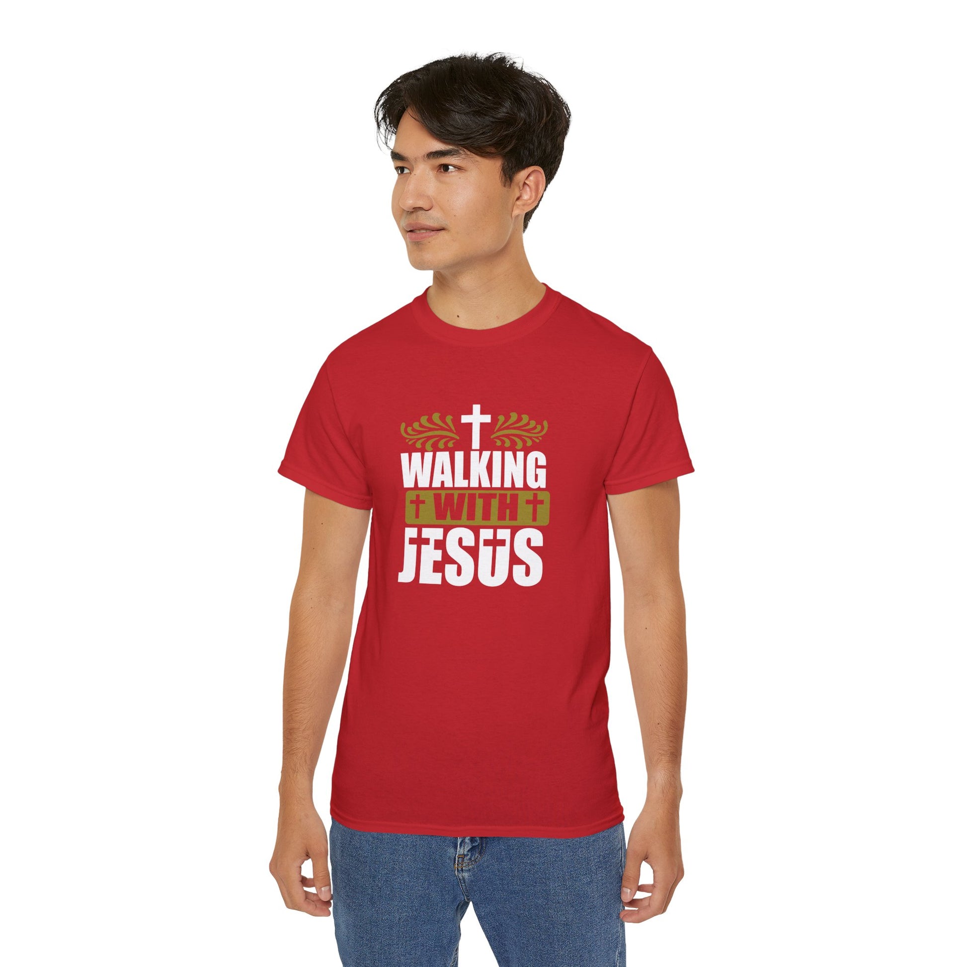 Walking With Jesus Unisex Christian Ultra Cotton Tee Printify