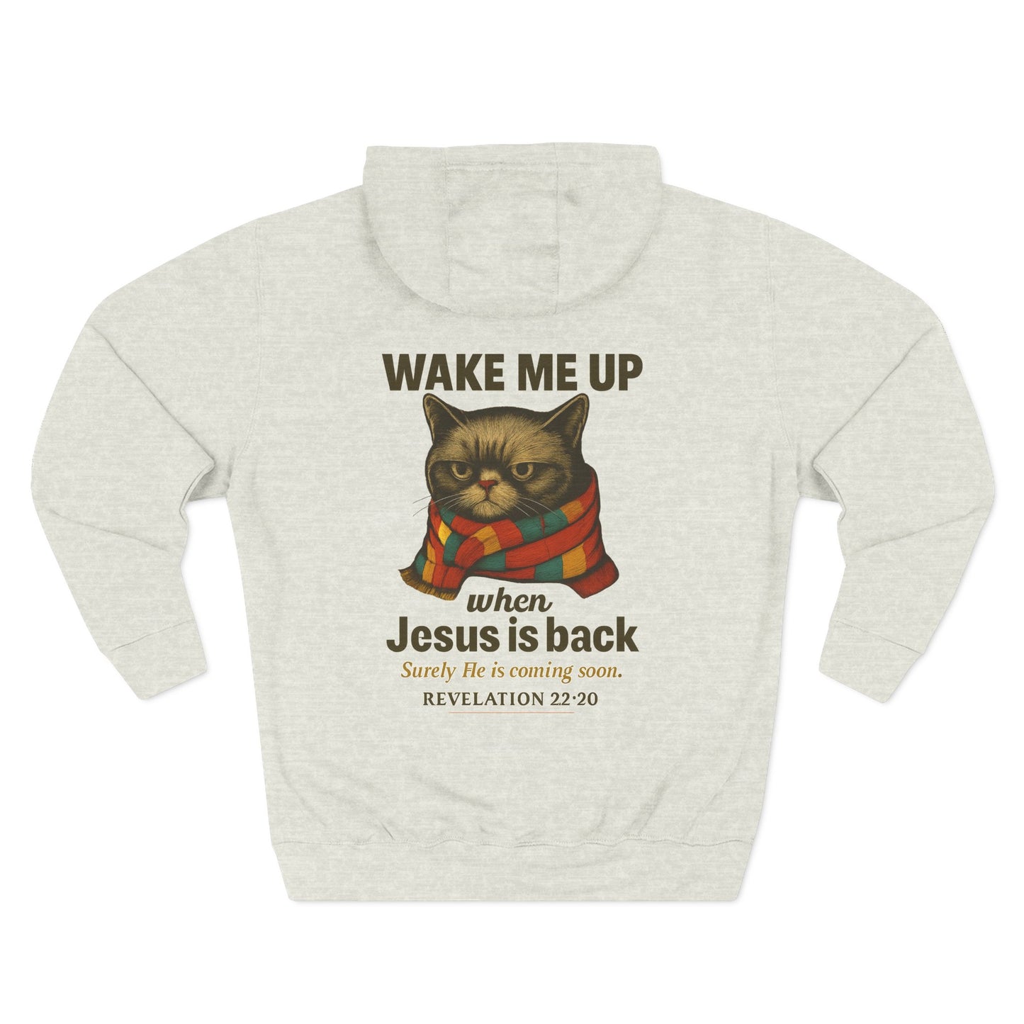 Warm Fleece Hoodie for Cat Lovers - Wake Me Up When He is Back, Cozy Pullover, Gifts for Christmas, Fall, and Winter