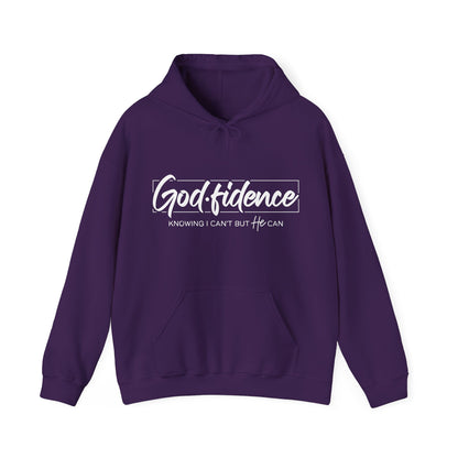 Christian Hooded Sweatshirt -Confidence In Him Knowing I Can't But He Can