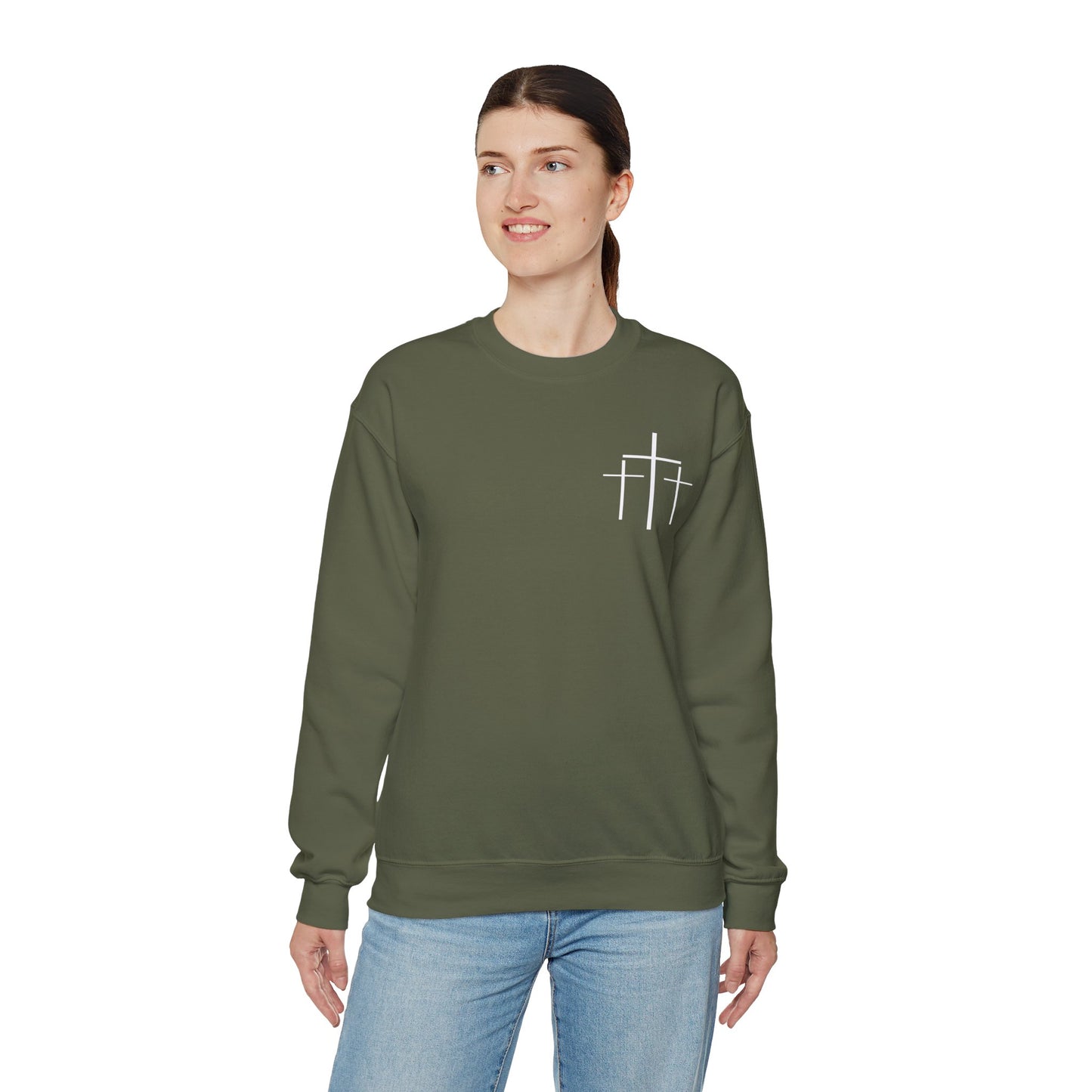 Faith Over Fear 3 Crosses  Unisex Heavy Blend™ Crewneck Christian Sweatshirt