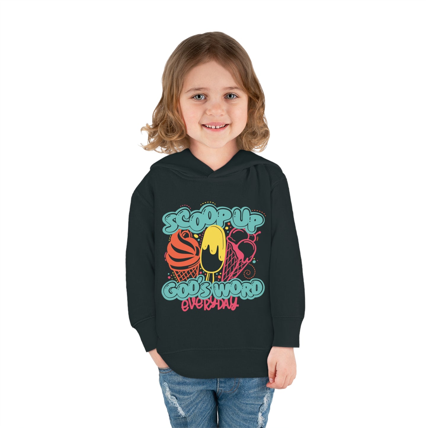 Scoop Up God's Word Everyday Christian Toddler Pullover Fleece Hooded Sweatshirt