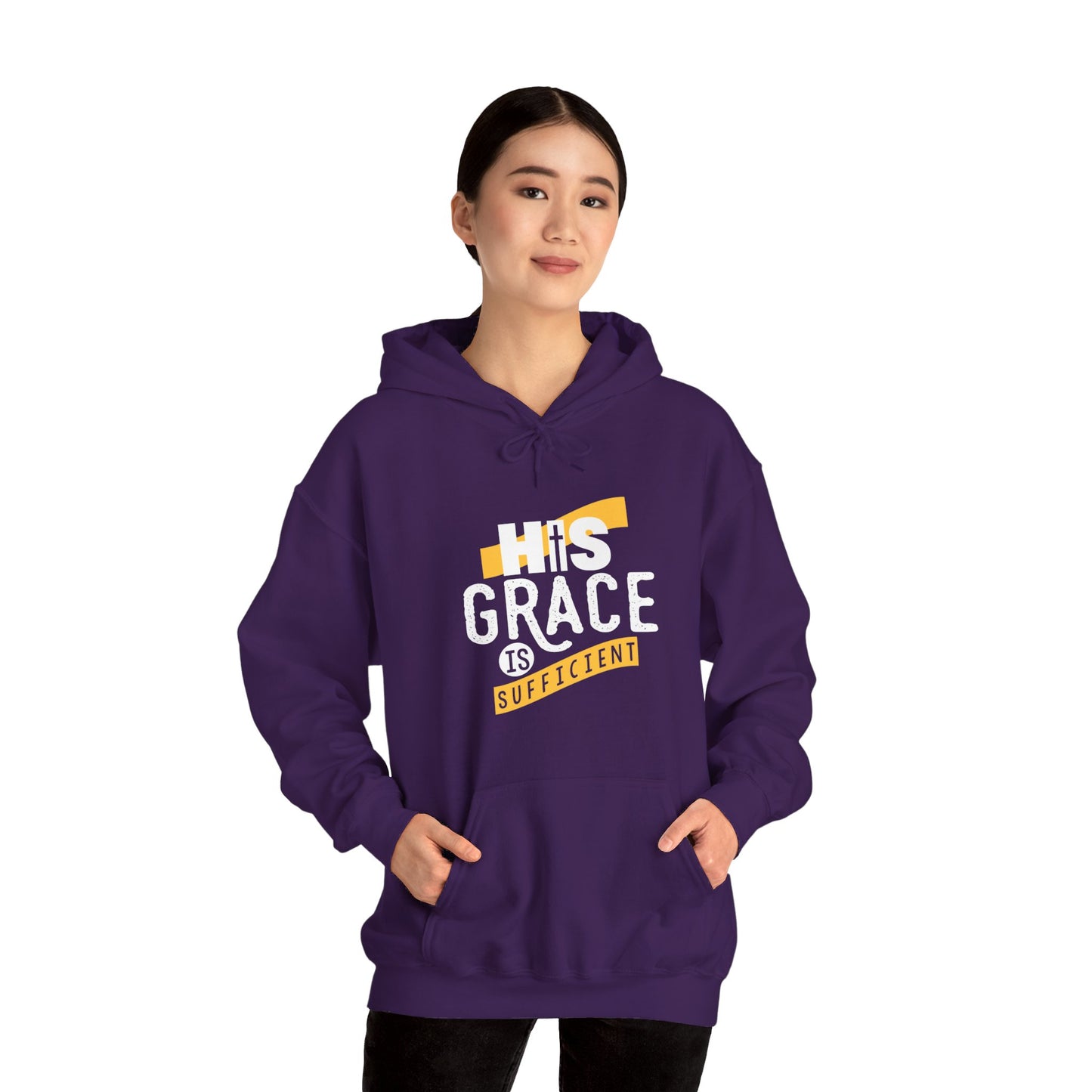 His Grace Is Sufficient Unisex Christian Hooded Pullover Sweatshirt