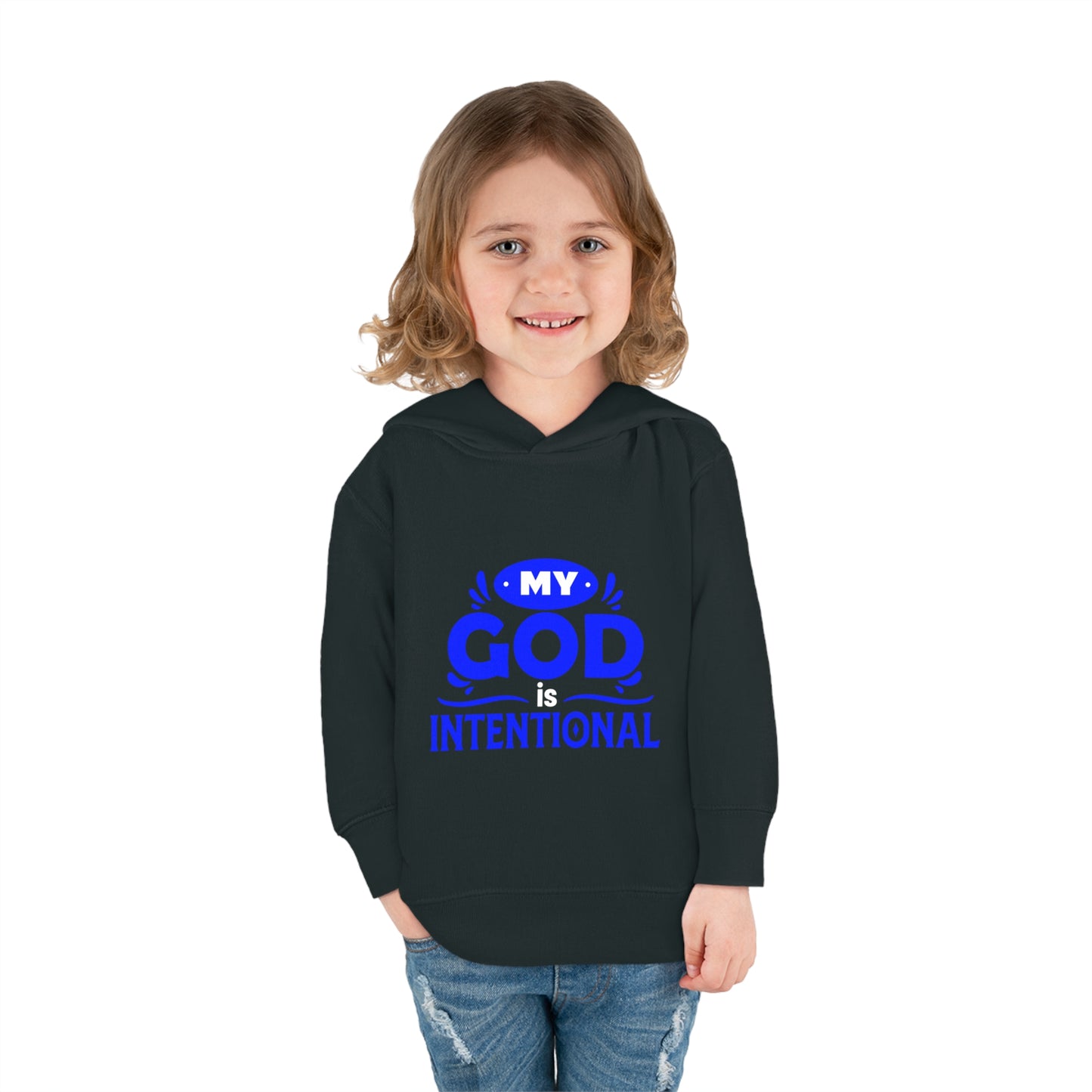 My God Is Intentional Toddler Pullover Fleece Hoodie Printify