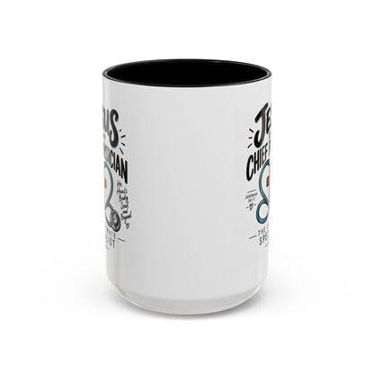 Jesus Is My Chief Physician Accent Coffee Mug – Christian Faith Medical Gift