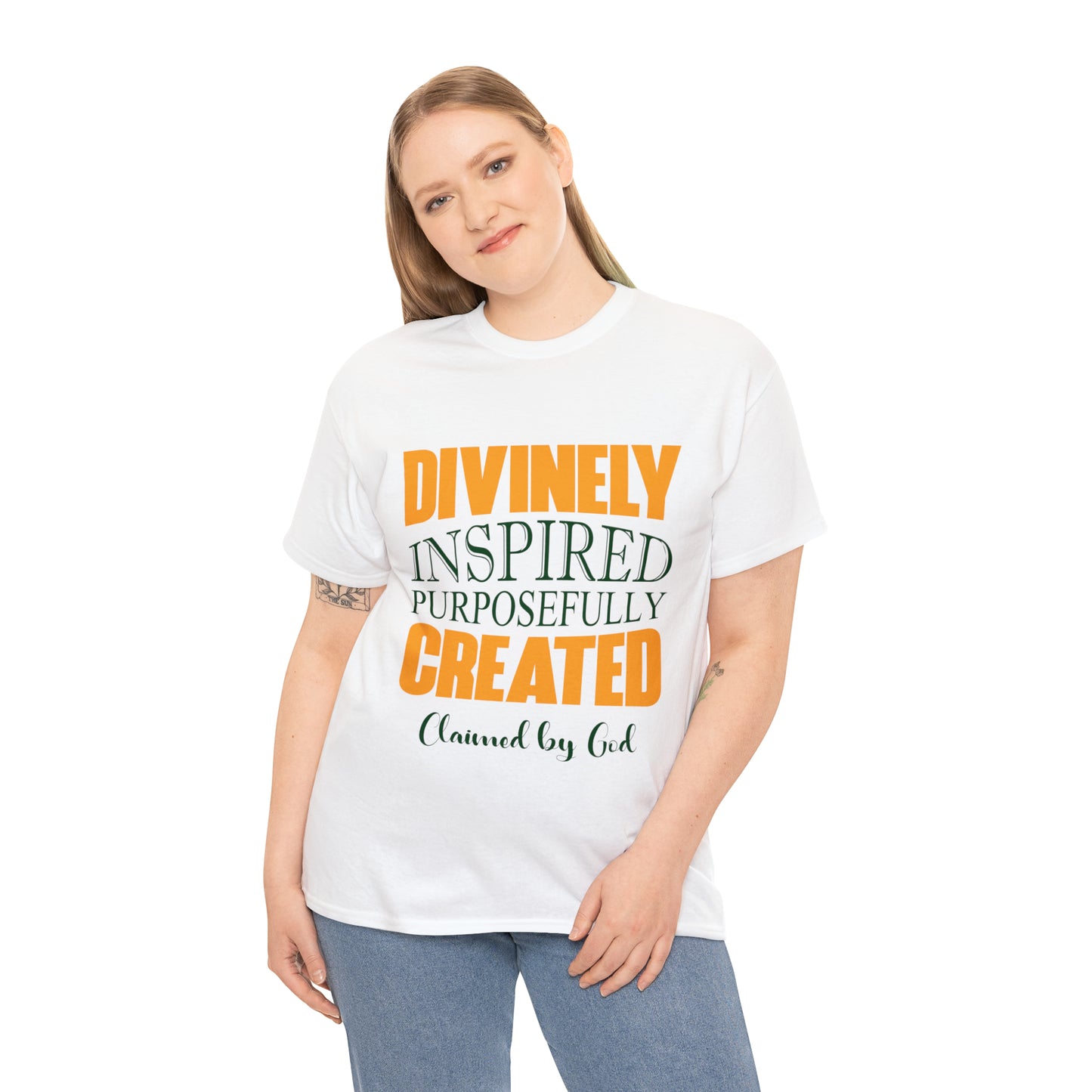 Divinely Inspired Purposefully Created Unisex Heavy Cotton Tee