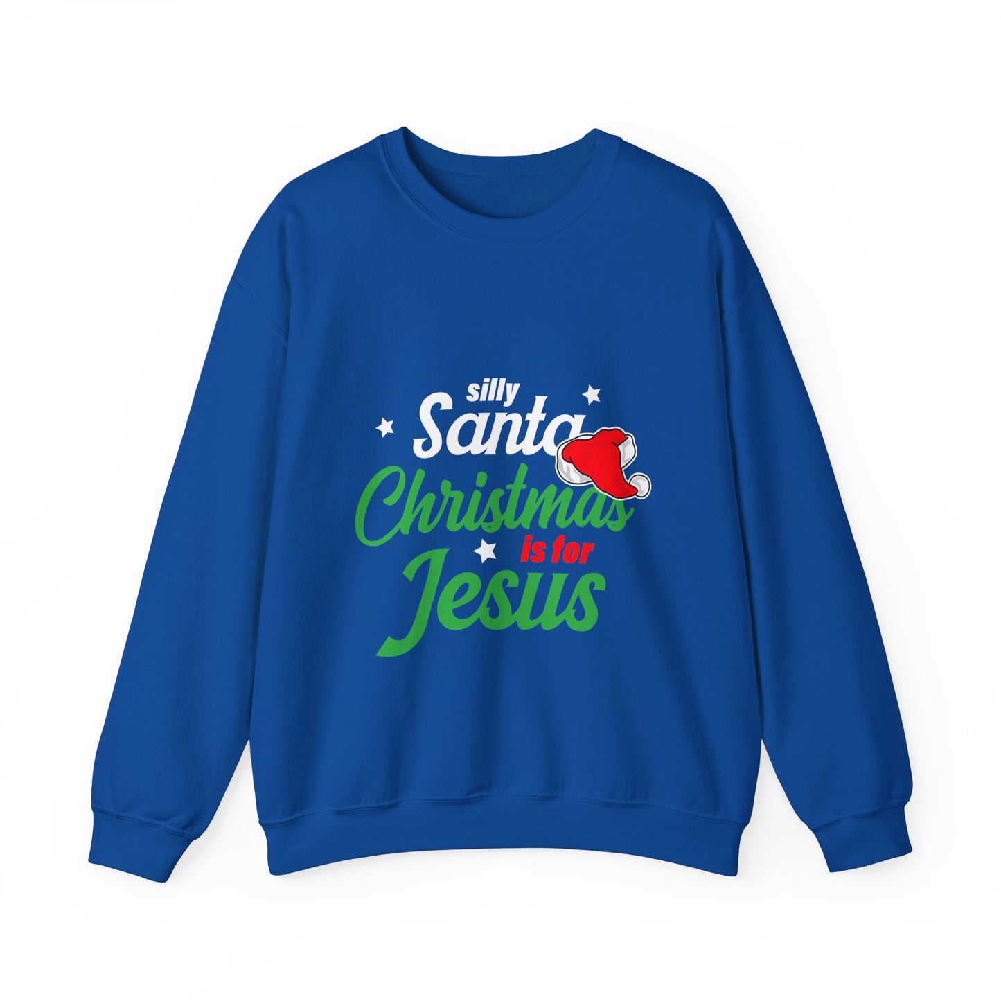 Silly Santa Christmas Is For Jesus (Christmas Themed) Unisex Heavy Blend™ Crewneck Christian Sweatshirt