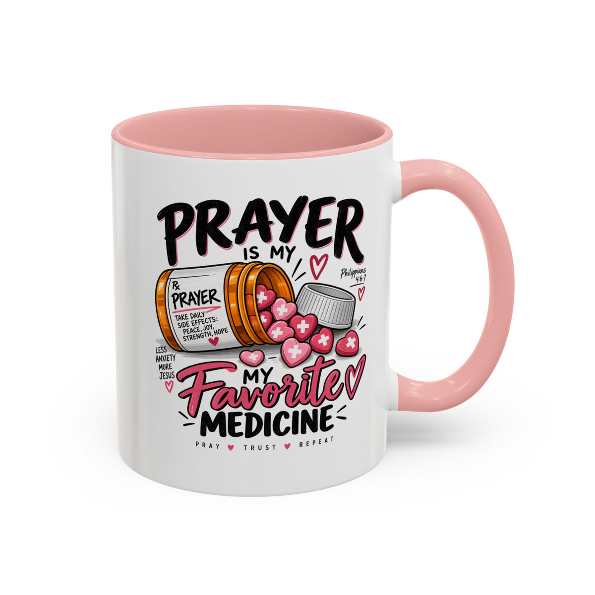 Prayer Is My Favorite Medicine Accent Coffee Mug – Inspirational Religious Gift