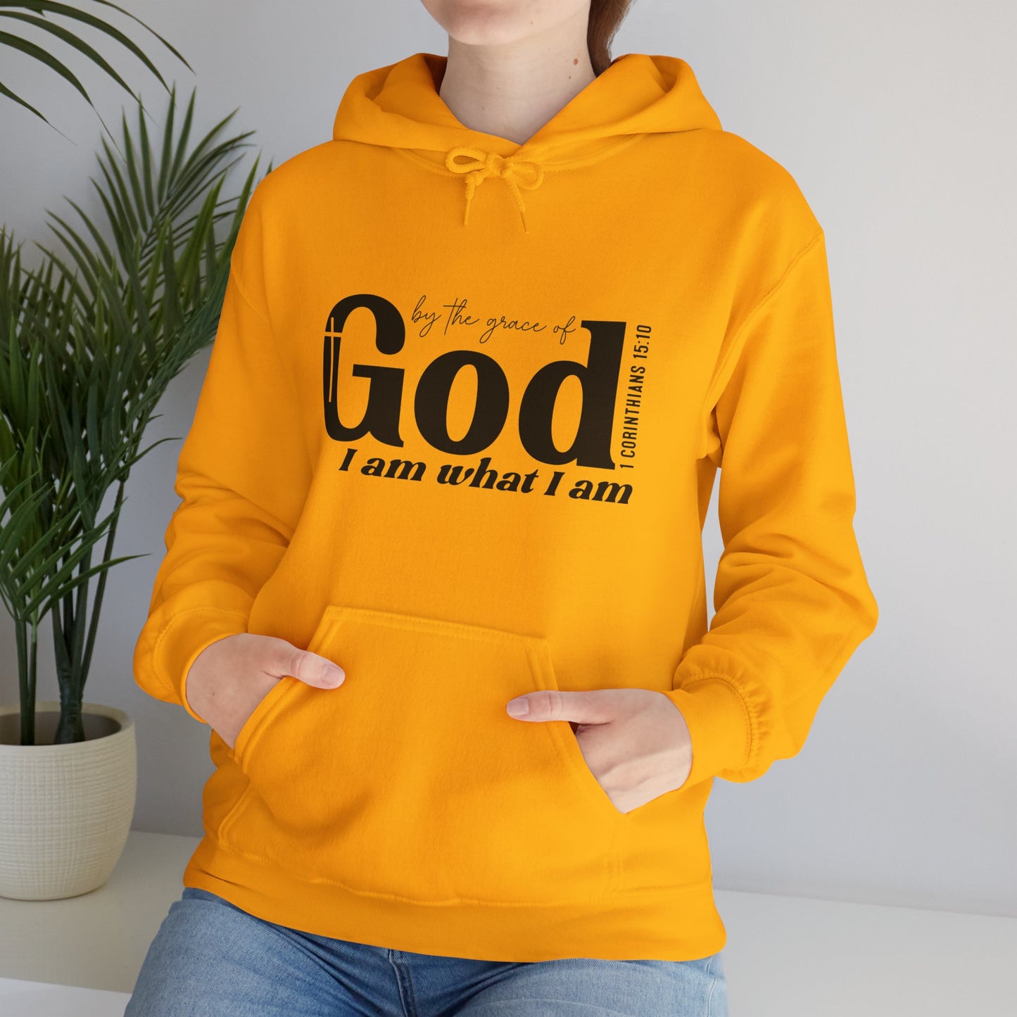 1 Corinthians 15:10 By The Grace Of God I Am What I Am Unisex Christian Pullover Hooded Sweatshirt