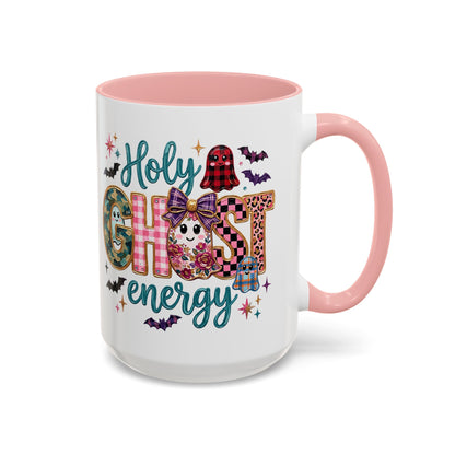 Accent Christian Coffee Mug — "Holy Ghost Energy" Halloween Cute Spooky Ceramic Mug (11/15oz)